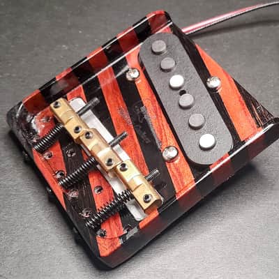 Hillbilly Guitars Custom Black Ebony & Bloodwood Telecaster Bridge w Brass Comp Saddles image 3