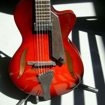 2017 Peerless 12" Serena carved spruce archtop, light travel/ parlor size guitar. Ruby Sunburst, image 21