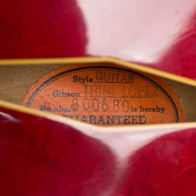 Gibson  Trini Lopez Standard Semi-Hollow Body Electric Guitar (1966), ser. #800680, original black hard shell case. image 14