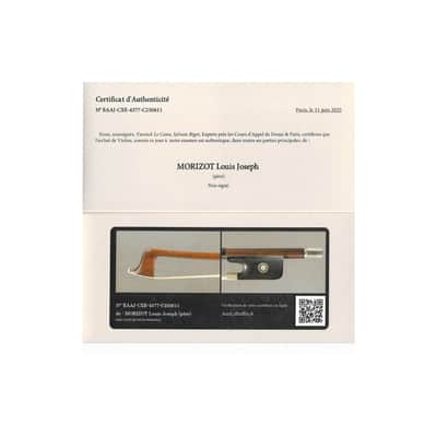 French violin bow by Louis Joseph Morizot père, circa 1950 (certificate by J. F. Raffin) image 3