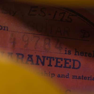 Gibson ES-175D Arch Top Hollow Body Electric Guitar (1962), ser. #49784, original black hard shell case. image 12