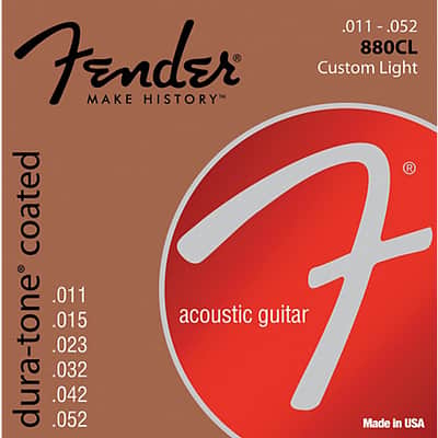 Fender 880CL Dura-Tone Coated Acoustic Guitar Strings - CUSTOM LIGHT 11-52 image 3