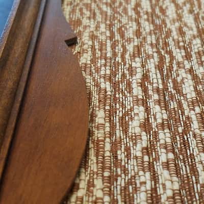 The Fisher Beautiful 3x8 speaker grille baffle cab front with vintage cloth 1958 - brown and tan, stained wood image 6