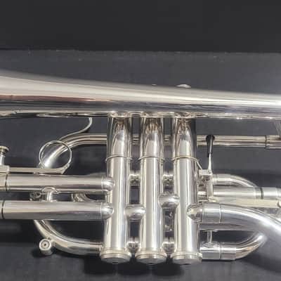 Getzen Capri 580S Cornet  ,2 Mouthpieces & soft case  .1980-1985 - Silver plated image 3