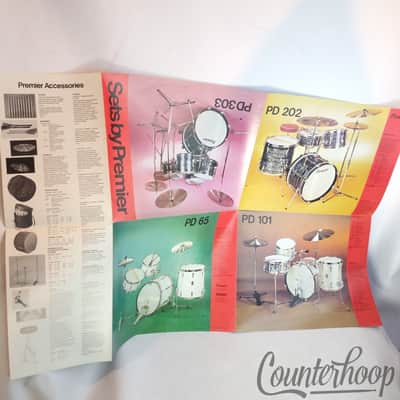 *Premier/Selmer 71 Drums Flyer Poster Sets PD505/303/202/101/65 Color Catalog Ad image 2