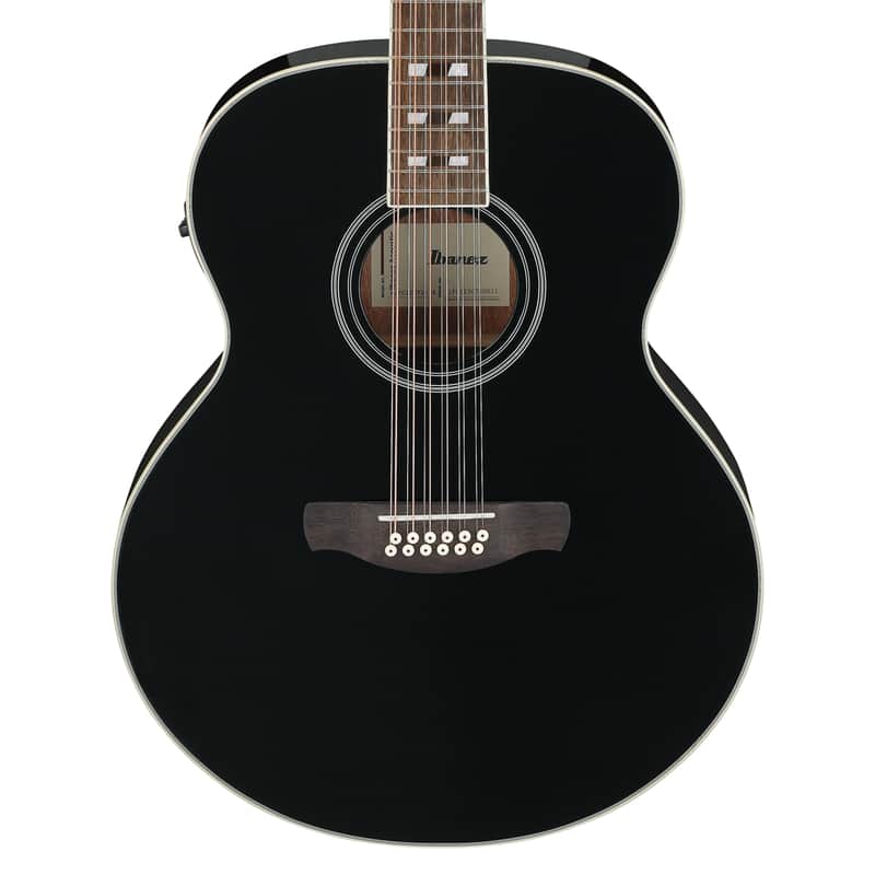 Ibanez AJ7012M1E 12-String Acoustic-Electric Guitar - Black High Gloss image 1