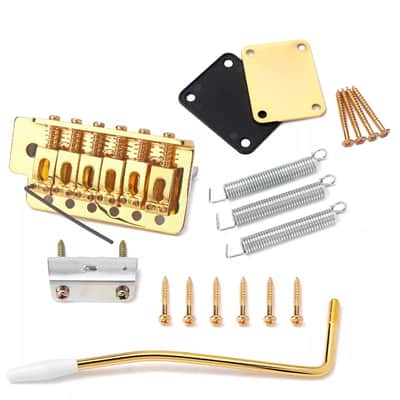 Gold Electric Guitar Tremolo Bridge System with Neck Plate – Fits Strat ST USA, 10.5mm String Spacing image 2
