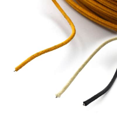 10ft 3 Color Cloth-Covered Pre-tinned 7-Strand Waxed Covered Pre-tinned Vintage-Style Guitar Wire Cable Guitar Parts Instrument 3.34ft of Each Black/White/Yellow image 1