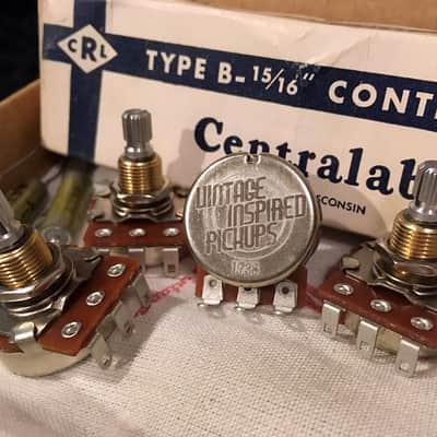 4 Vintage Inspired Pickups VIPots 550k split shaft + NOS .022 µF Paper In Oil capacitors wiring kit image 1