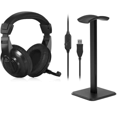 Behringer HPM1100U Closed-Back Multi-Purpose USB Stereo Headset WITH TURNSTILE DESKTOP HEADPHONE STAND image 1