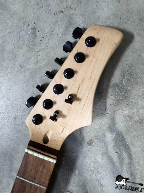 2 pc. Maple / Rosewood S-Style Guitar Neck w/ Hockey Stick Headstock & Black Tuners (1990s) image 1