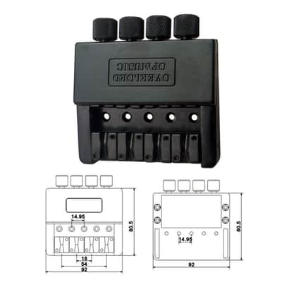 Headless Bass Guitar Bridge Tailpiece System, Black image 9