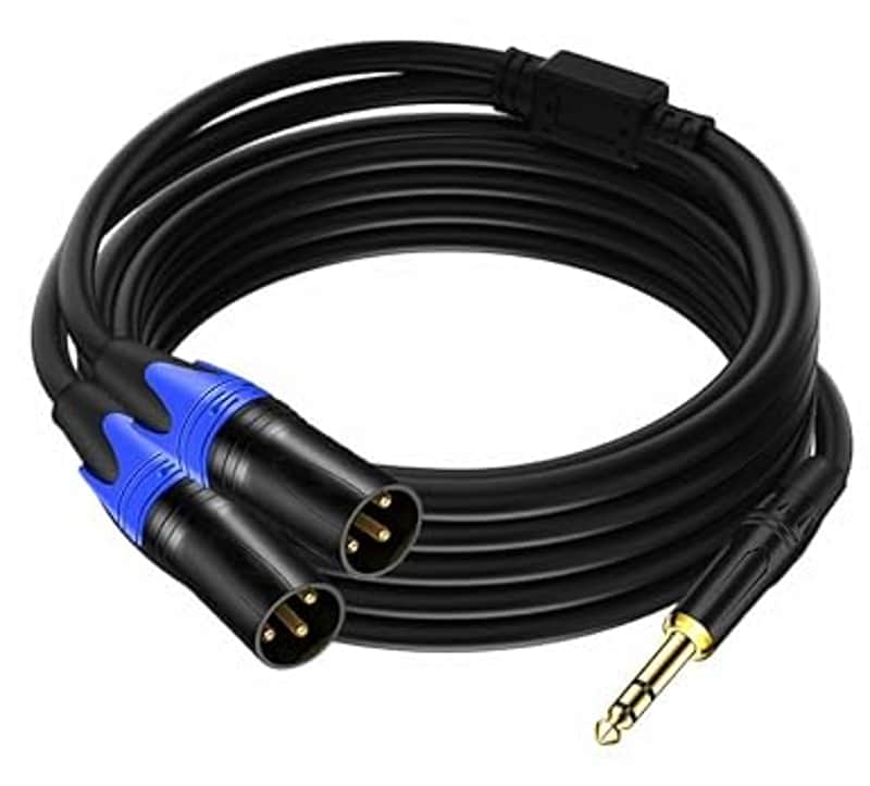 1/4 to DualXLR Cable, 1/4 Inch (6.35mm) TRS to XLR Dual Y-Splitter Breakout Lead Microphone Cord (6.35 TRS to Dual Male XLR (10 FT / 3M) Cable) image 1