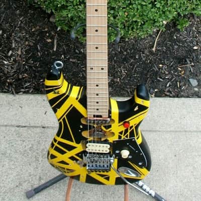 EVH STRIPE SERIES BLACK & YELLOW FRANKENSTRAT MODIFICATION * TESI SWITCH * GERMANY FLOYD ROSE =VH= image 9