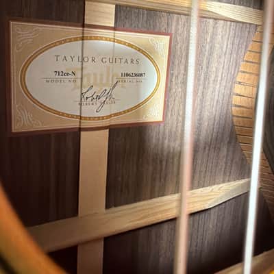 Unplayed! 2016 Taylor 712Ce-N 12 Fret Nylon Lutz Spruce Rosewood Acoustic Guitar Natural + OHSC image 23
