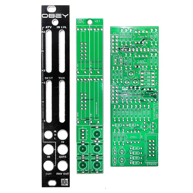 Synthrotek OBEY PCBs and Panel - Envelope Follower Eurorack Module PCB Set image 1