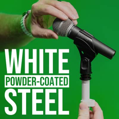 Shure by Gator Round Base Mic Stand with Standard Height-Adjustable Twist Clutch and 10" Base, White (SH-RBMICSTAND10-W) image 6