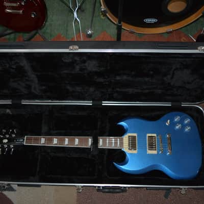 Epiphone SG Muse Guitar in Radio Blue Metallic w/Black Dunlop Straplocks & HSC image 11