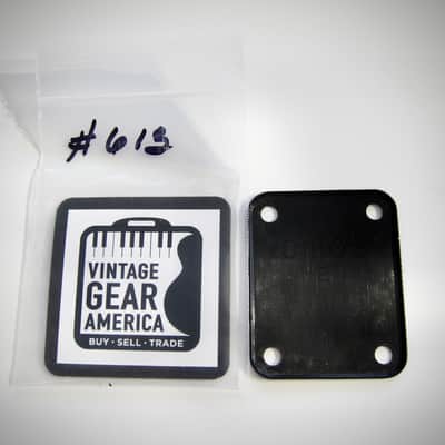 Fender Neck Plate Gasket Black Plastic Four Bolt Authentic Vintage Part Circa 1974-1981 Black Plastic image 2