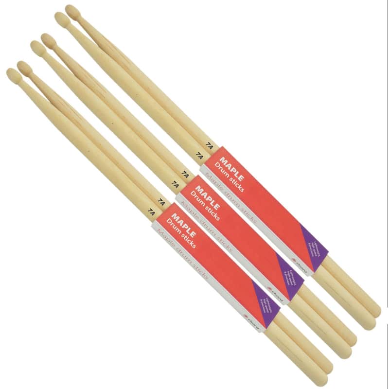 Chord Maple Drumstick 7A WOOD TIP Bundle of 3 Pairs image 1