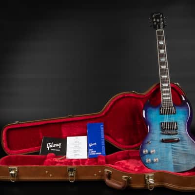 2021 Gibson SG Modern LH Left Handed - BBF Blueberry Fade | USA "AA" Flame Top Ebony Fretboard 24 Frets BurstBucker Pro Pickups Push Pull Coil Split 3.19kg | CoA OHSC image 1