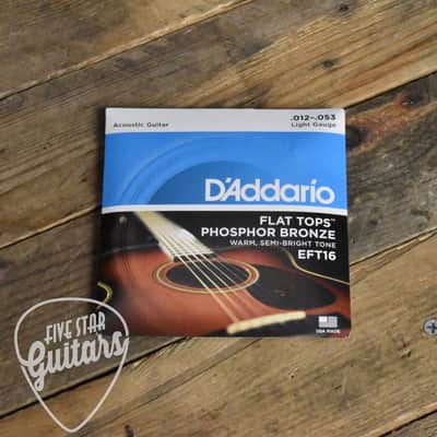 D'Addario EFT16 Flat Top Phosphor Bronze Acoustic Guitar Strings Light 12-53 image 2