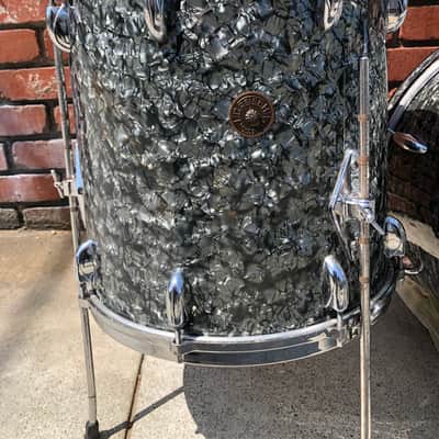 RARE! Gretsch 18” Round Badge Drum Set Black Diamond Pearl 3 Piece Drum Kit image 8