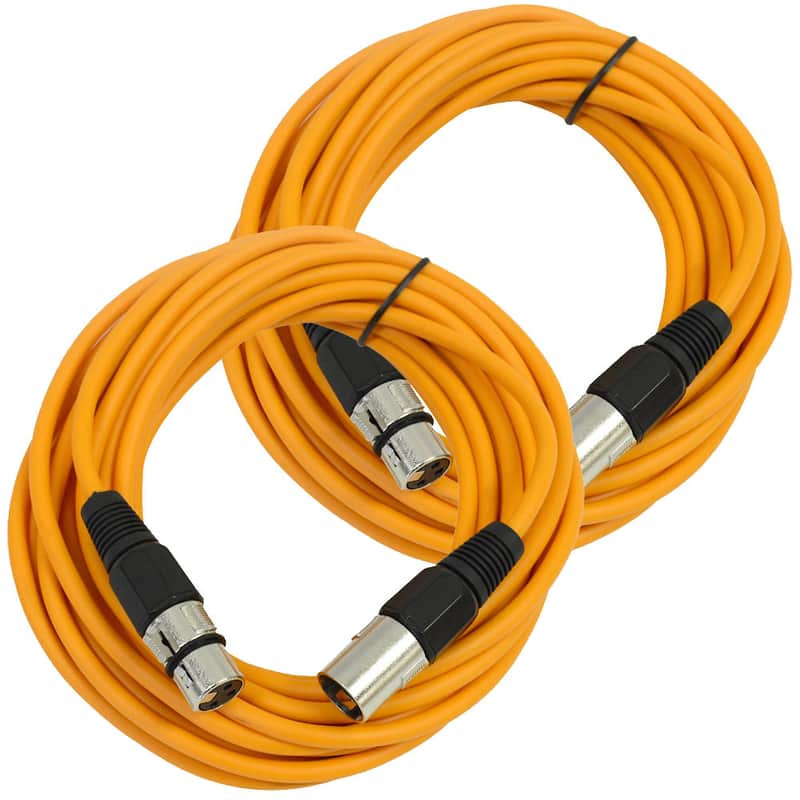Seismic Audio SAXLX-25ORANGE2 XLR Male to XLR Female Mic Cable - 25' (2-Pack) image 1