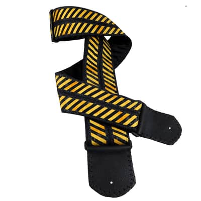 Yellow and Black Caution Tape Handmade Guitar Strap image 7