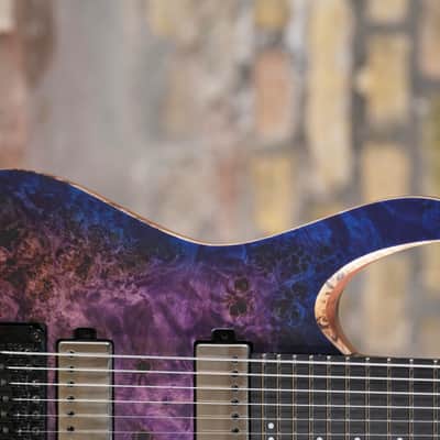 Mayones Duvell Elite Pro 7 Baritone 26,5 - Dirty Purple Blue Burst Satin image 4