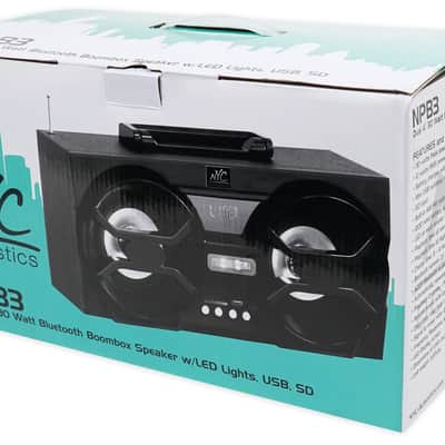 NYC Acoustics NPB3 Dual 4" 30w Bluetooth Boombox Speaker w/USB, SD, LED+Remote image 9