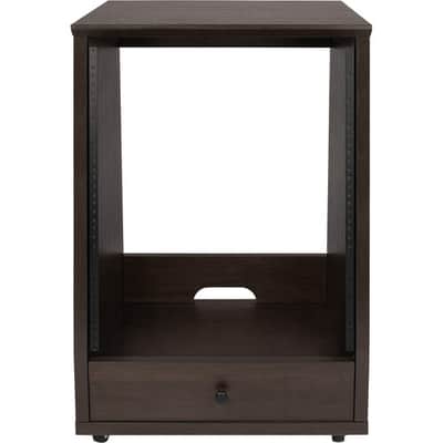 Gator Elite Furniture Series 12U Angled Studio Rack with Locking Casters Dark Walnut Brown Finish Bild 2