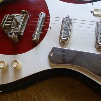 Vintage 1960s Teisco Kawai Wine Red Guitar MIJ Blues Machine Ry Cooder Hound Dog Taylor 2 PU Rare 24.5 scale image 7