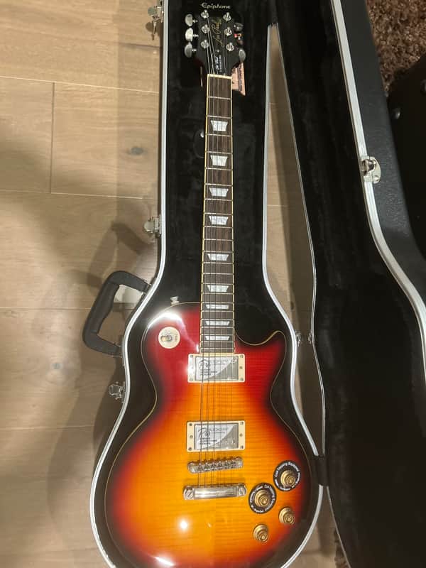 Epiphone Les Paul Standard Plus Top PRO 2012 - 2019 - Bourbon BurstCherry Sunburst with hardshell case image 1