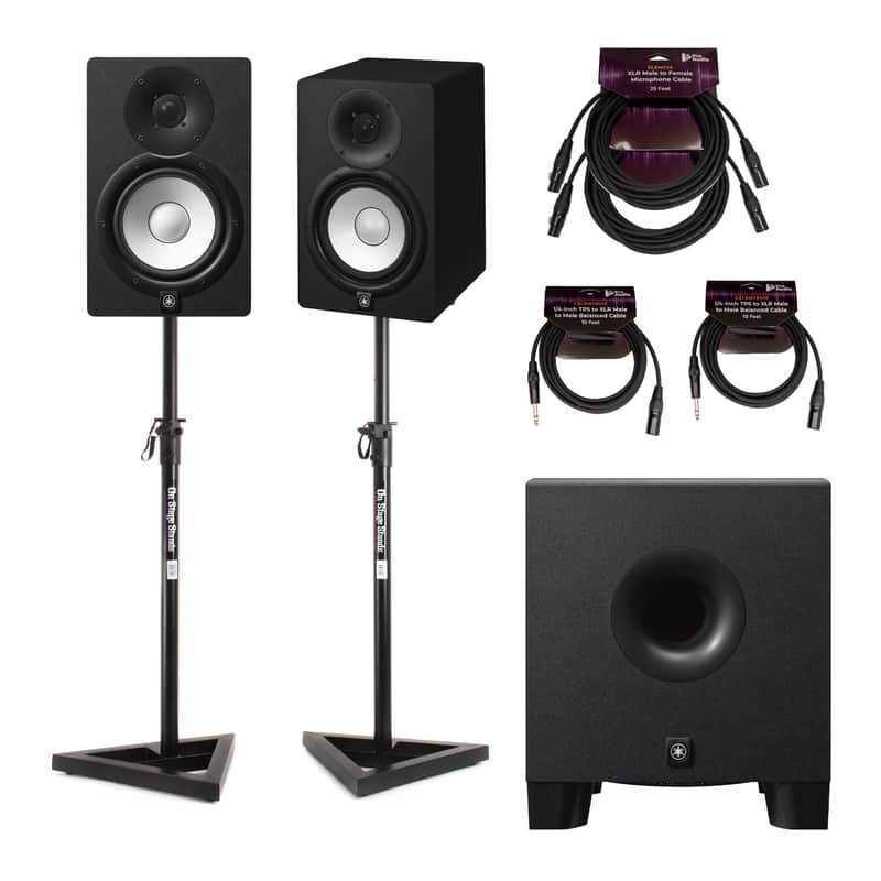 Yamaha HS8S 150 Watt Professional Powered Subwoofer Black Bundle image 1
