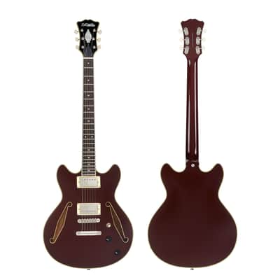 D'Angelico DAEMDCTSWNSNS EXCEL MINI DC TOUR EXCEL MINI DC TOUR Double Cutaway Semi-Hollow Body 3 Piece Maple/Walnut/Maple Neck 6-String Electric Guitar w/Gig Bag image 1