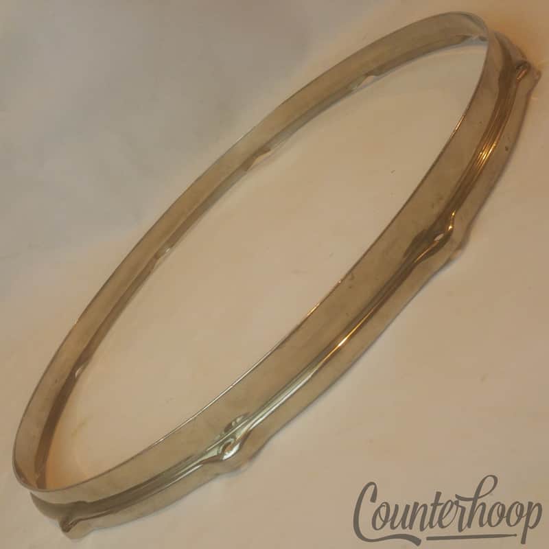 Leedy 10-Lug 16"Double-Flange Stick-Chopper Snare/Tom Drum Batter Rim/Hoop Brass image 1