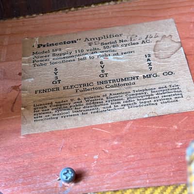 1956 Fender Princeton Tweed 5F2 Narrow Panel 4-Watt 1x8" Guitar Combo Amp image 19
