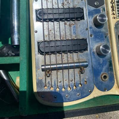 Guyatone Dual 8 string steel guitar with case Late 70ish - Cream white image 16