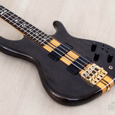 1990s Aria Pro II Super Bass SB-800 See-through Black Vintage Neck Through Bass, Near-Mint w/ Case & Hangtag image 10