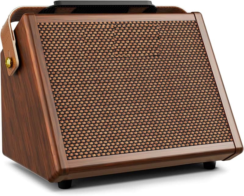 Acoustic Guitar Amp, 20W Mic/Guitar Amplifier with Reverb, 2-Band EQ, Rechargeable 8H Battery Life, Advanced Dual-chip Wireless Portable Speaker for 6.35mm Microphone/Acoustic Guitars image 1