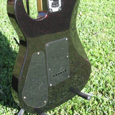 1980's Kaman Applause GTX 23 Black/Red metallic flake electric guitar made in Korea RARE image 8