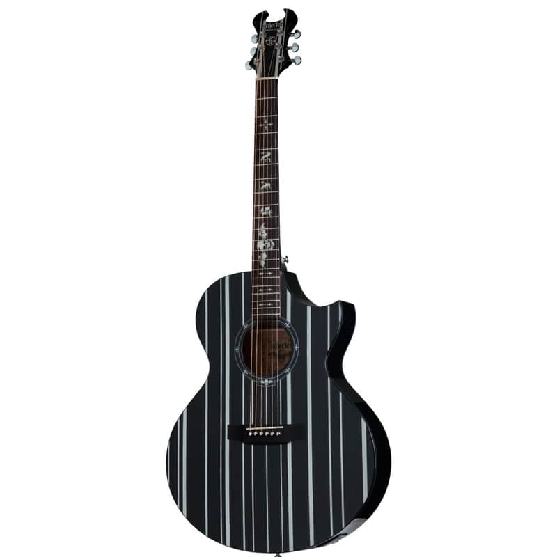 Schecter SYN AC-GA SC Synyster Gates Signature Acoustic/Electric Gloss Black w/ Silver Pinstripes image 1