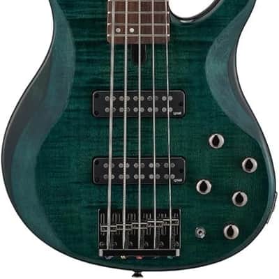 Yamaha TRBX605 5-String Flamed Maple Bass Guitar, Indigo Blue image 1