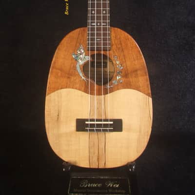 Handmade Soprano Ukulele, Hawaiian Koa, Redwood, Archback Pineapple, Bird Floral Inlay, Soft-bag, Bruce Wei UAW13-2008 image 6