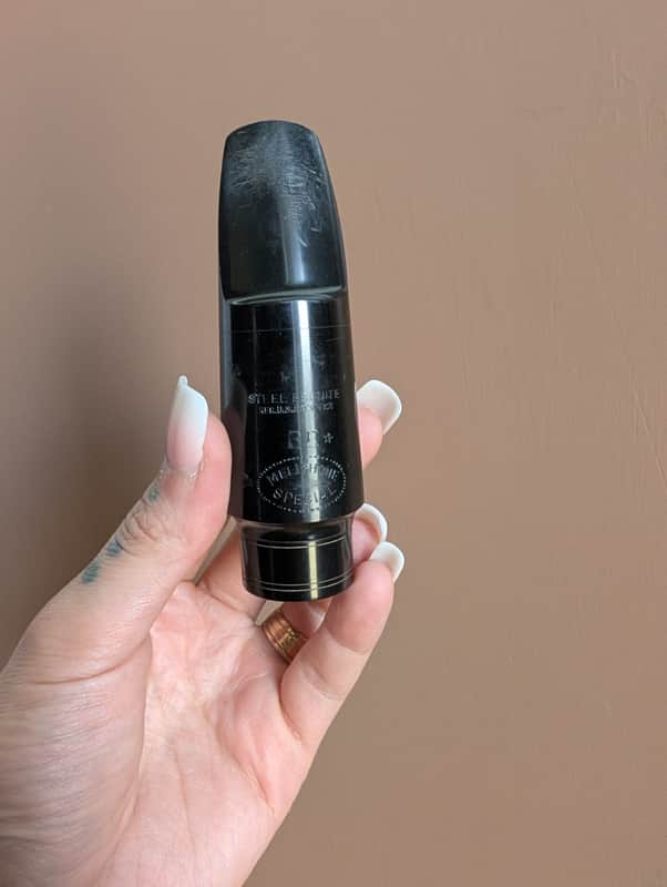 The Woodwind Co. Steel Ebonite Tenor Saxophone Mouth Piece marked "Meliphone Special" with the model B5 1940 image 1