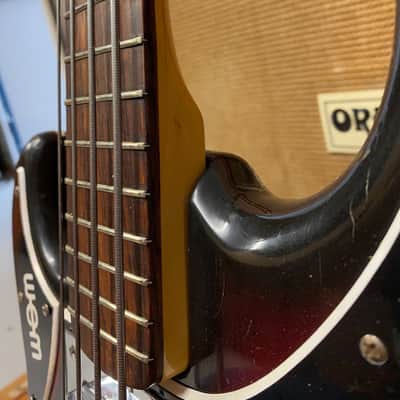 Vintage 1960s WEM Sapphire 2-Pickup Left Handed Sunburst Electric Bass Guitar image 10