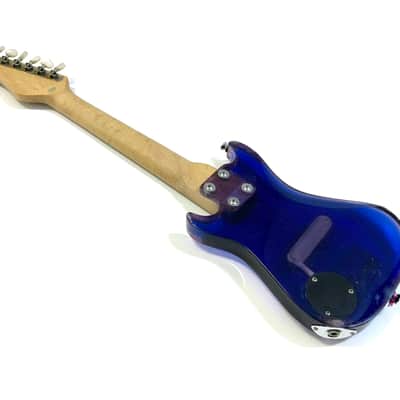 Vintage 1970’s/80’s Harmony Iridescent Acrylic Blue Lucite Mini Electric Travel Guitar *Rare image 11