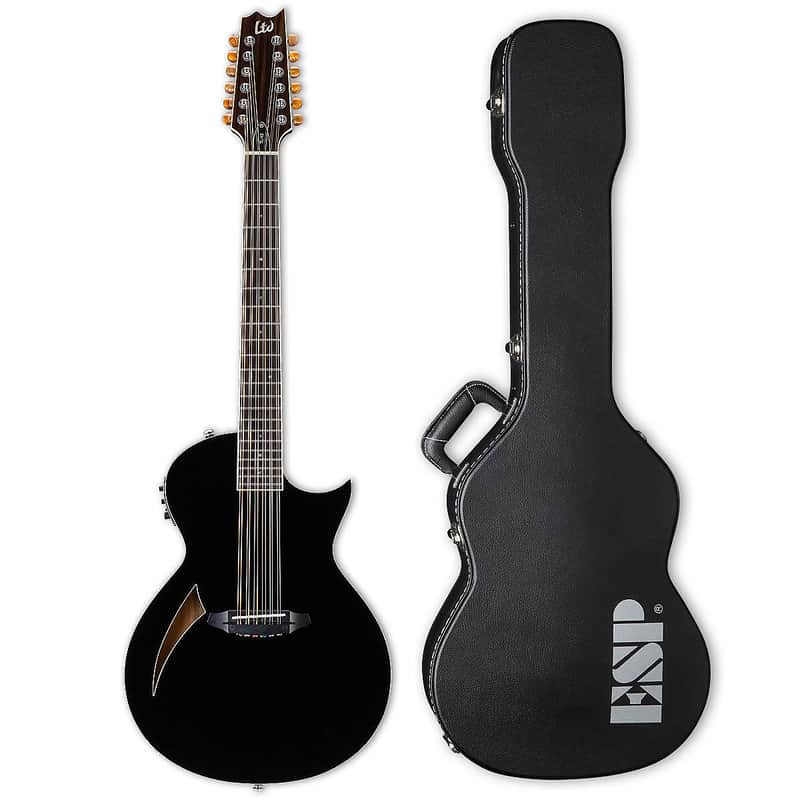 ESP LTD TL-12 12-String Black BLK Thinline B-Stock + Thinline CASE Acoustic Electric Guitar TL12 image 1