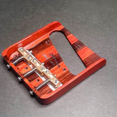 Hillbilly Guitars Custom Bloodwood / Rosewood Telecaster Bridge w Brass Comp Saddles image 2